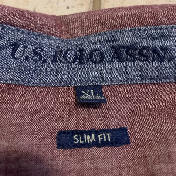 U.S. Polo Assn. Men’s XL Slim Fit Burgundy Casual Button-Down Shirt- Long Sleeve - Picture 5 of 6